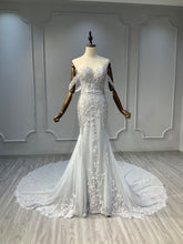 Ostty Off-Shoulder Mermaid Wedding Dress with Lace & Train OST-MS001-25 (Wholesale)